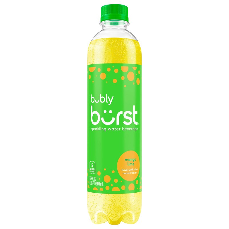 slide 1 of 1, bubly Burst Sparkling Water Beverage Mango Lime 16.9 Fl Oz, 16 oz
