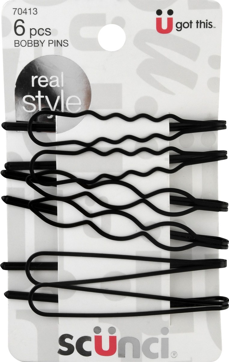 slide 1 of 11, scünci Real Style Bobby Pins 6 ea, 6 ct