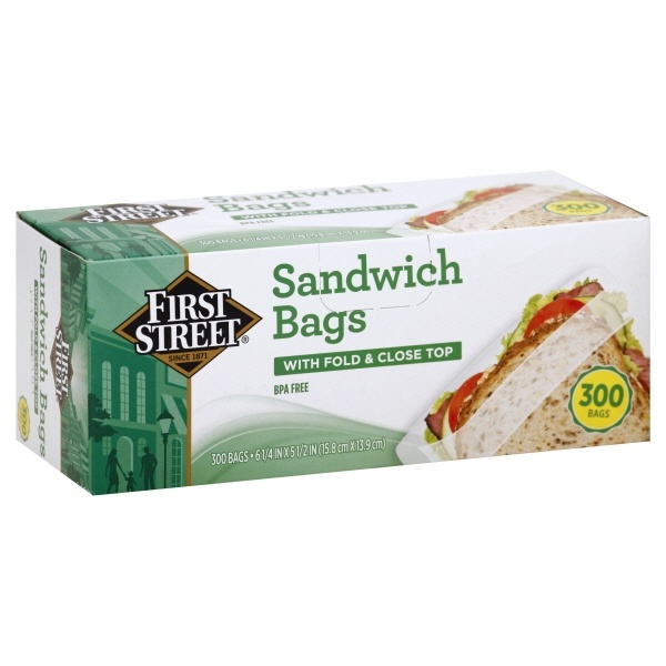 slide 1 of 1, First Street Fold/Close Sandwich Bags, 300 ct