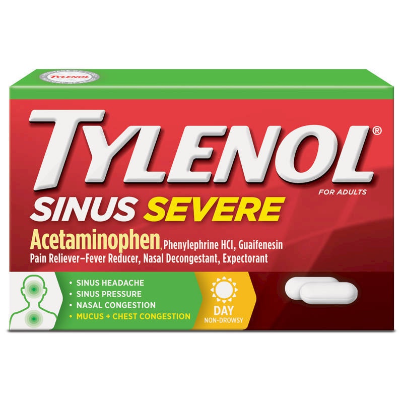 slide 1 of 1, Tylenol Sinus Severe Caps, 4 ct