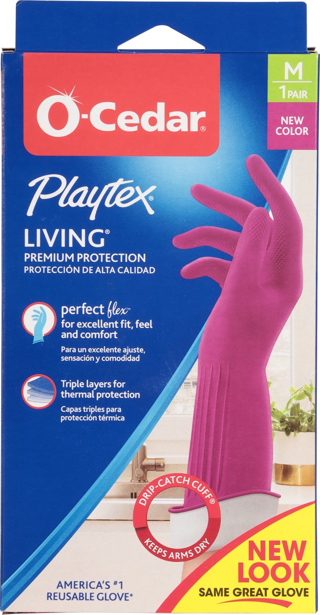 slide 5 of 9, O-Cedar Playtex Living Glove Medium 1 ea, 2 ct