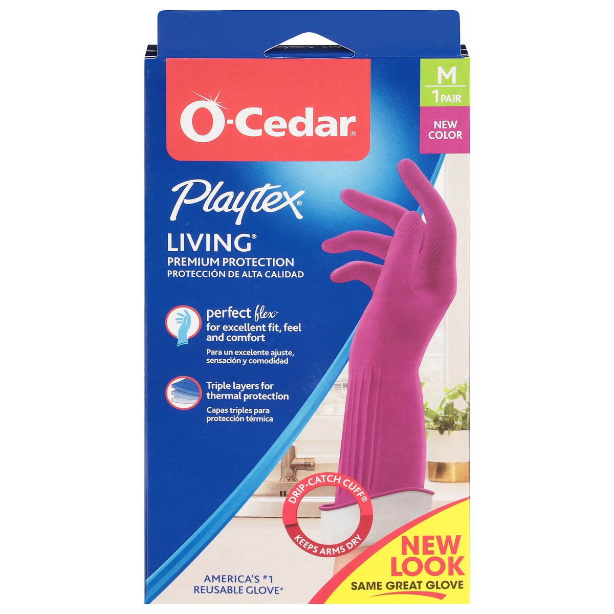 slide 1 of 9, O-Cedar Playtex Living Glove Medium 1 ea, 2 ct