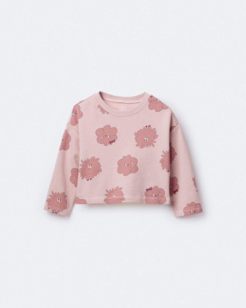 slide 2 of 6, Otteravenue Toddler Girl Squish Long-Sleeve Relaxed Pullover - Light Pink Light Pink 2T, 1 ct