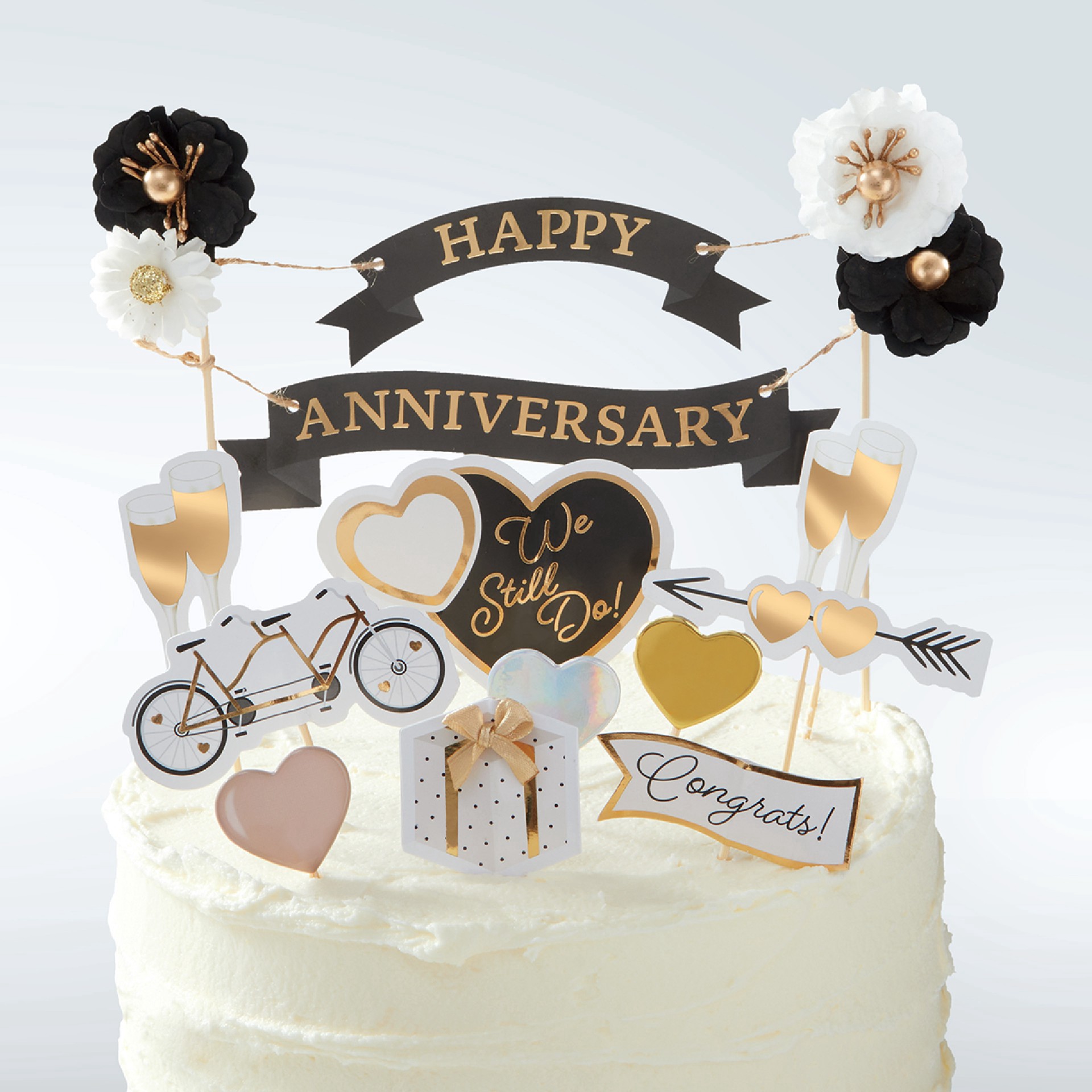 slide 3 of 4, Happy Anniversary Cake Topper Set By Celebrate It, 14 ct