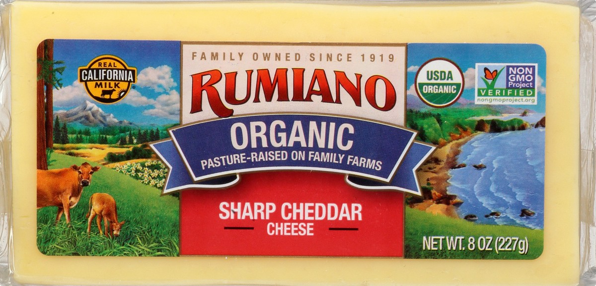 slide 8 of 13, Rumiano Family Organic Sharp Cheddar Cheese, 8 oz