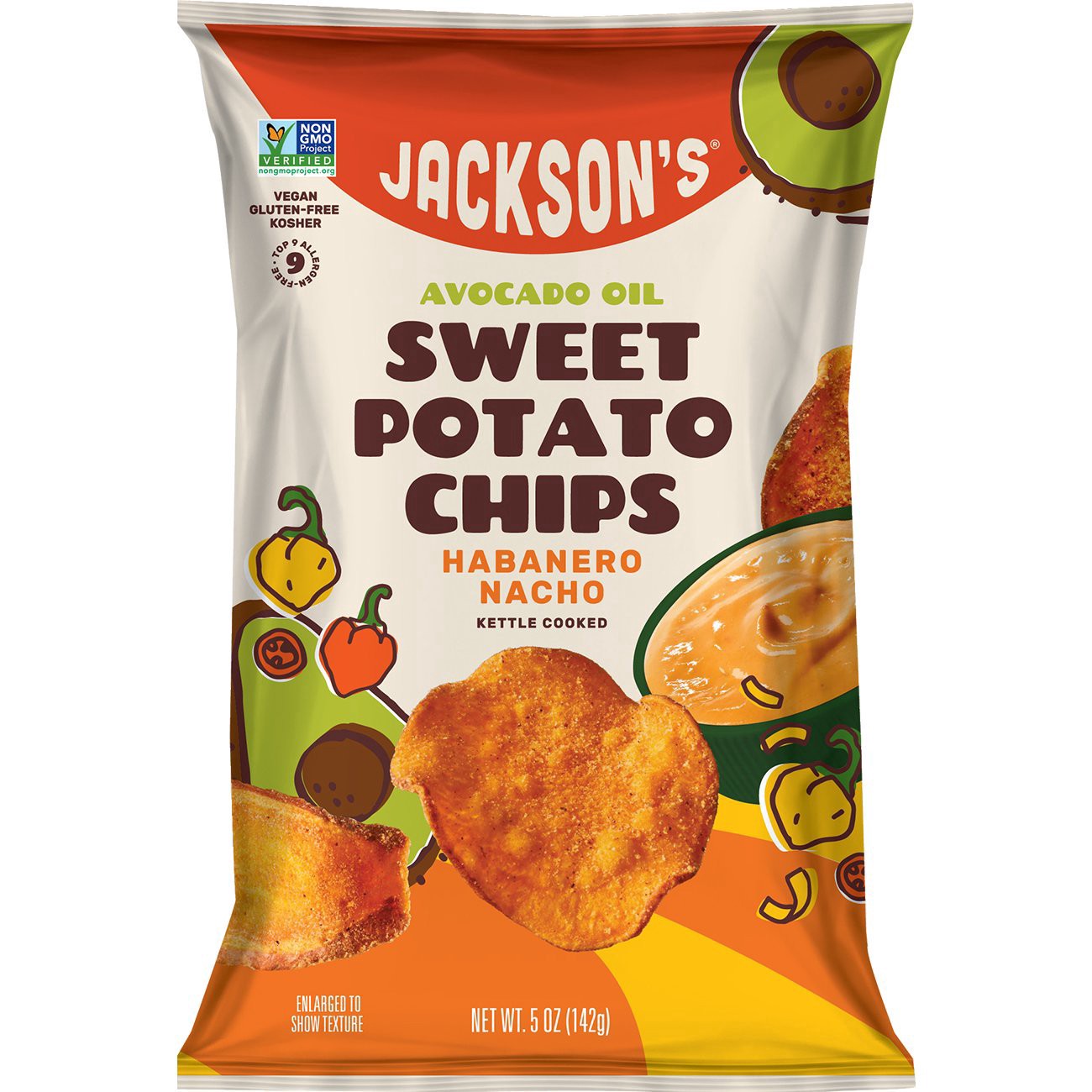 slide 1 of 1, Jackson's Habanero Nacho Sweet Potato Chips, 5 oz