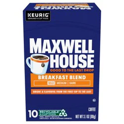 Maxwell House Breakfast Blend Mild Roast K-Cup Coffee Pods, 10 ct Box