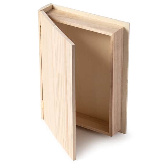 slide 1 of 4, 9.5" Wood Book Box By Make Market, 9.7 in x 7.3 in x 2 in