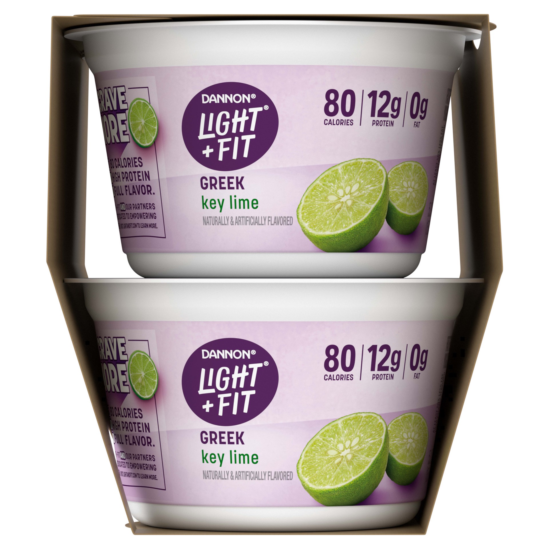 slide 5 of 5, Light + Fit Dannon Light + Fit Key Lime Greek Nonfat Yogurt, Creamy and Delicious Gluten Free Yogurt, 4 Ct, 5.3 OZ Yogurt Cups, 5.3 oz