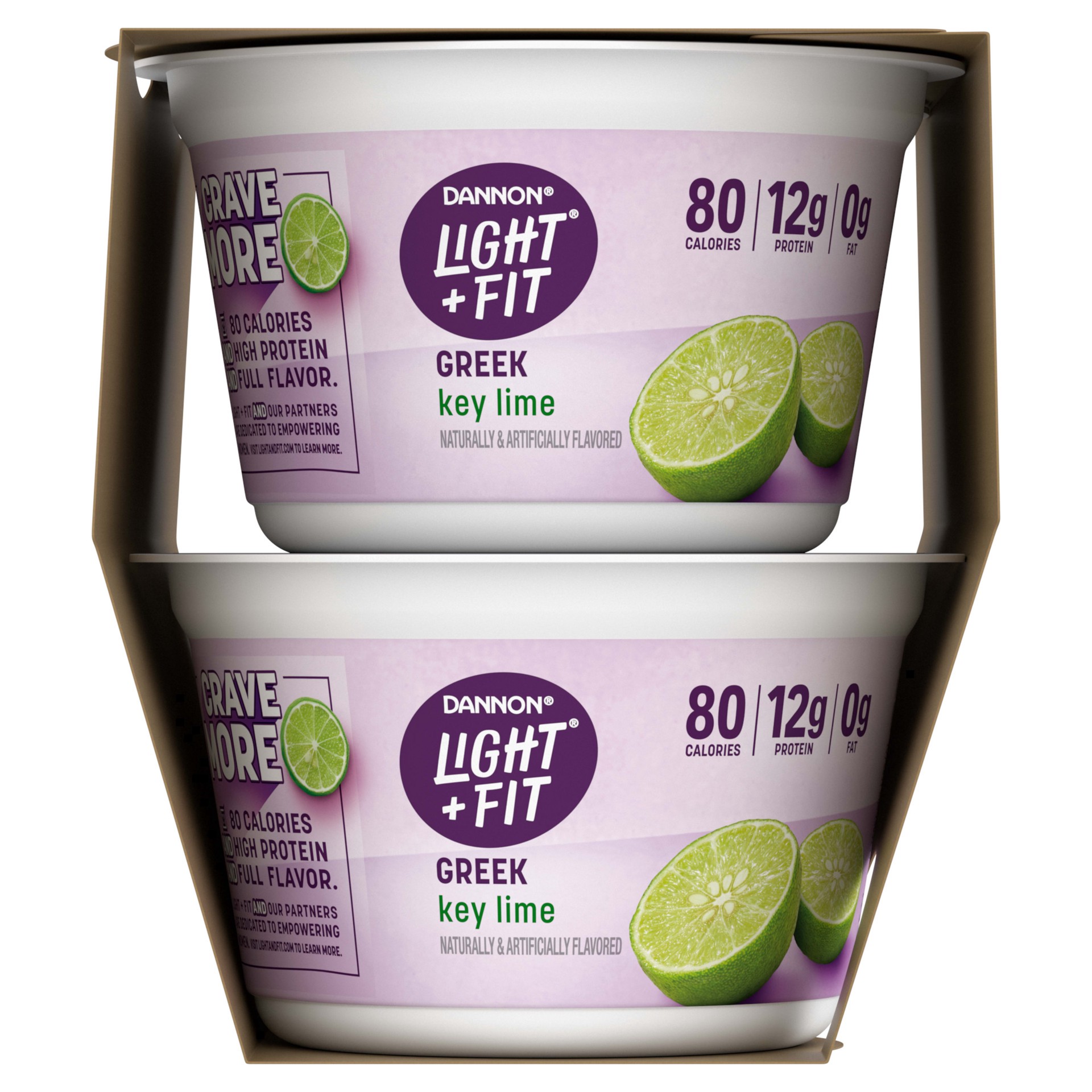 slide 4 of 5, Light + Fit Dannon Light + Fit Key Lime Greek Nonfat Yogurt, Creamy and Delicious Gluten Free Yogurt, 4 Ct, 5.3 OZ Yogurt Cups, 5.3 oz
