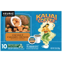 Kauai Coffee 10% Hawaiian Ground Coconut Caramel Crunch Coffee 10 K-Cup Pods
