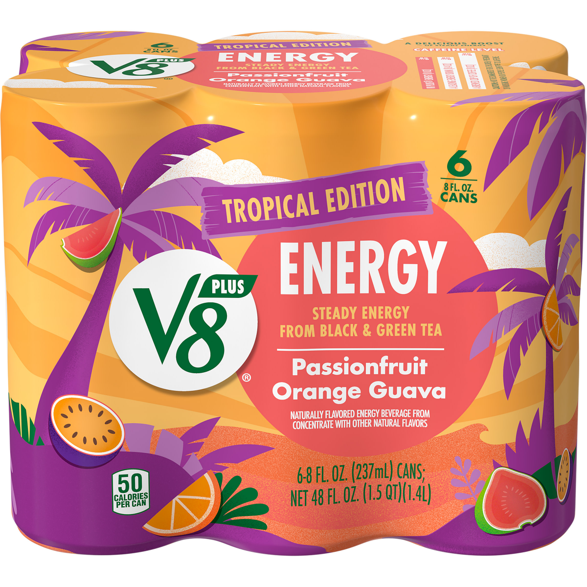 slide 1 of 8, V8 Energy Pear Ginger Energy Drink, 8 fl oz Can (6 Pack), 48 fl oz