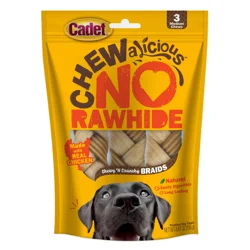 Cadet Chewalicious Chewy 'N Crunchy Rawhide-Free Natural Braids Small (3 Count)