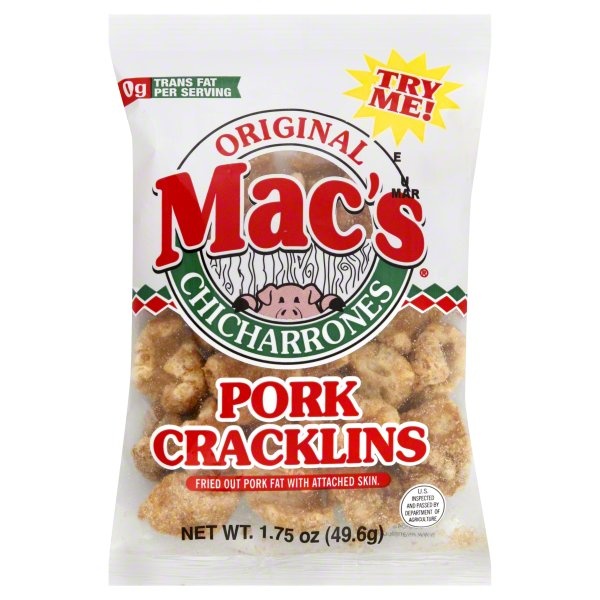 slide 1 of 1, Mac's Pork Cracklins Original, 1.75 oz
