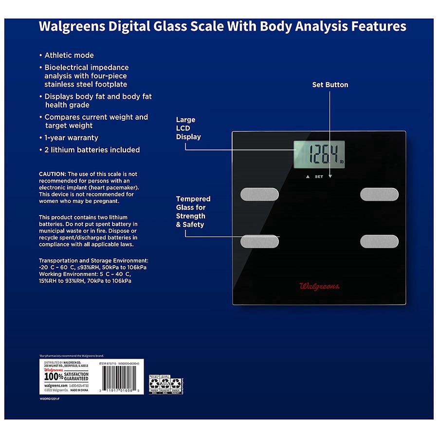 slide 3 of 3, Walgreens Digital Glass Scale with Body Analysis Features, Black, 1 ct