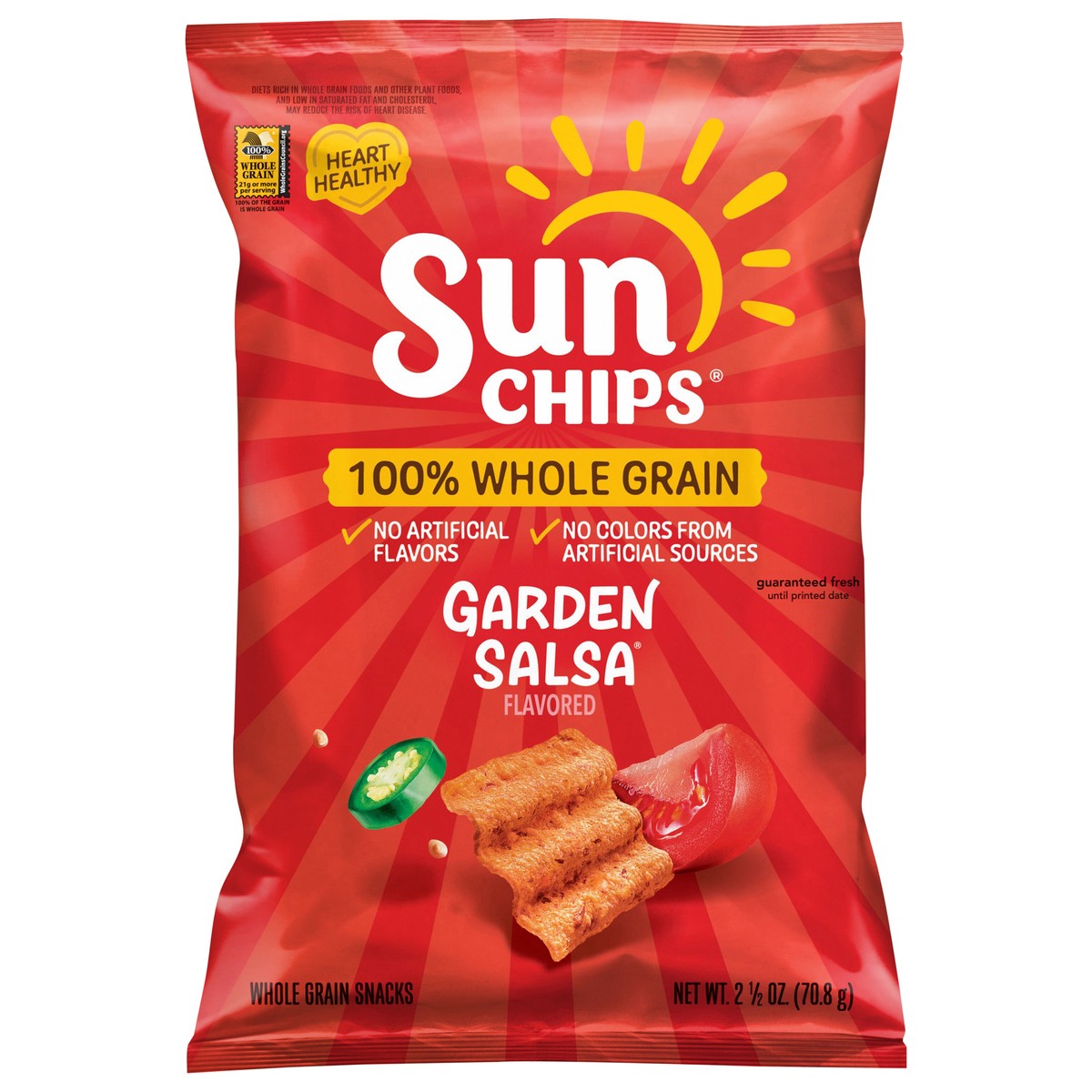 slide 1 of 9, SunChips Garden Salsa Whole Grain Snacks, 2.5 oz, 2 inoz in