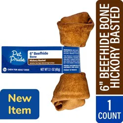 Pet Pride 6 Inch Beefhide Bone Chew Hickory Basted Adult Dog Treat, 1 ct / 2.1 oz