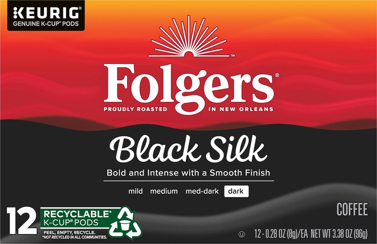 slide 6 of 9, Folgers Gourmet Selections Black Silk Kcup Pods, 12 ct