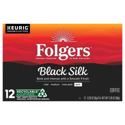 Folgers K-Cup Pods Dark Black Silk Coffee 12 - 0.28 oz Pods