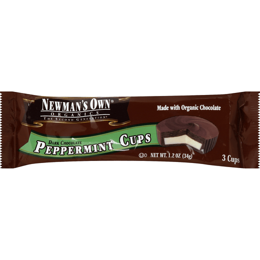 slide 1 of 2, Newman's Own Organics Peppermint Dark Chocolate Cups, 1.2 oz