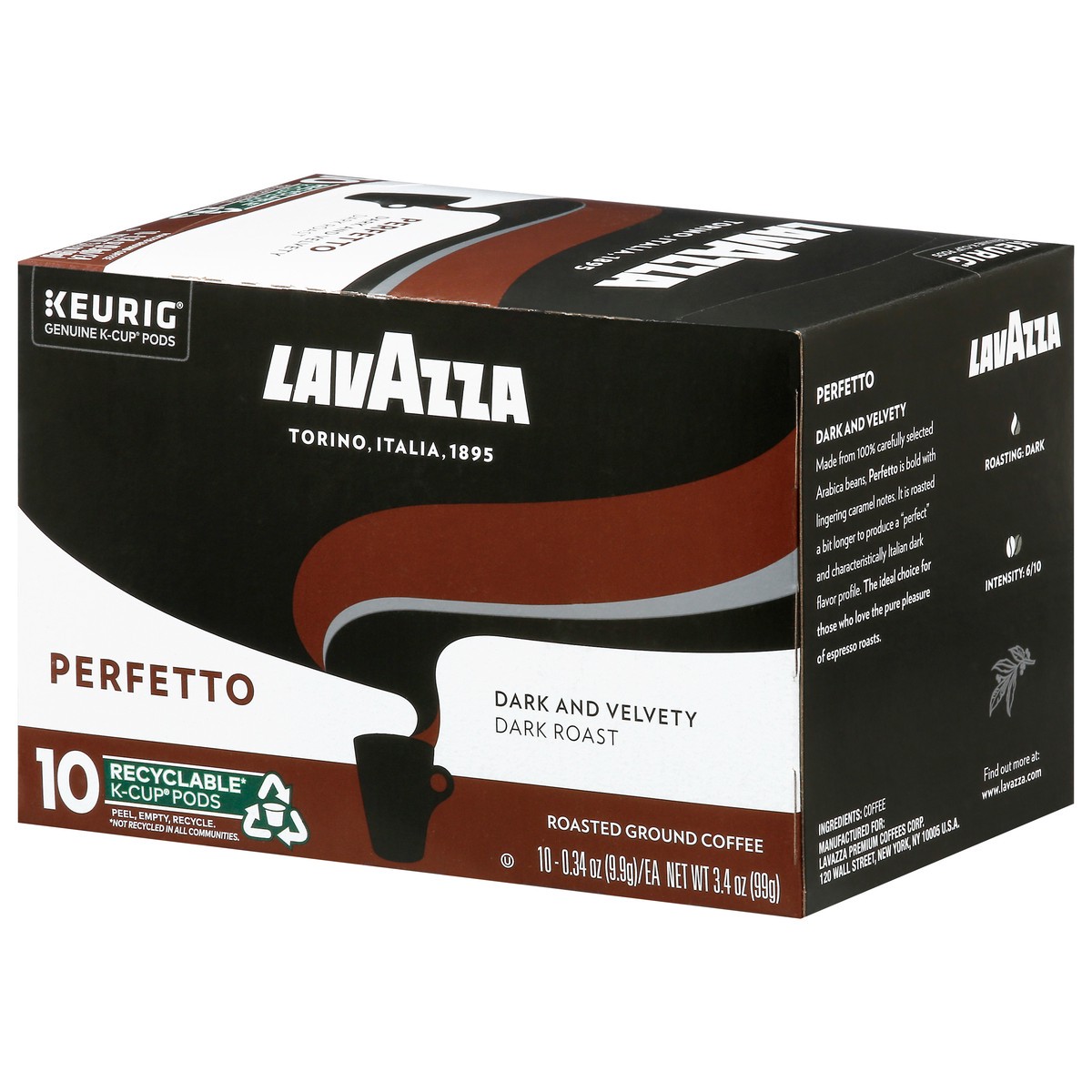 slide 9 of 14, Lavazza Dark Roast Perfetto Ground Coffee K-Cup Pods - 10 ct, 10 ct; 0.34 oz