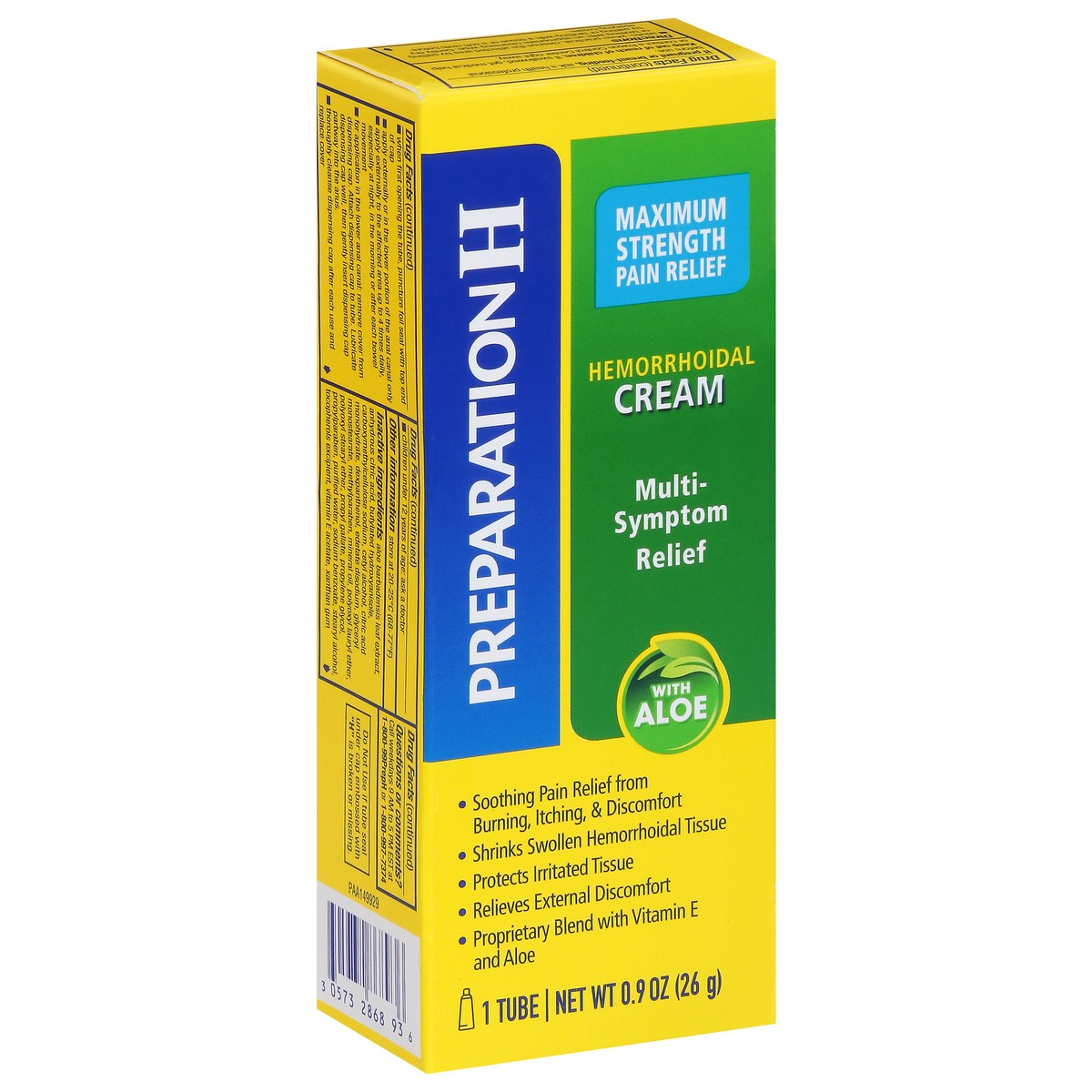 slide 3 of 9, Preparation H Maximum Strength Pain Relief Hemorrhoidal Cream with Aloe 1 ea, 1 ct