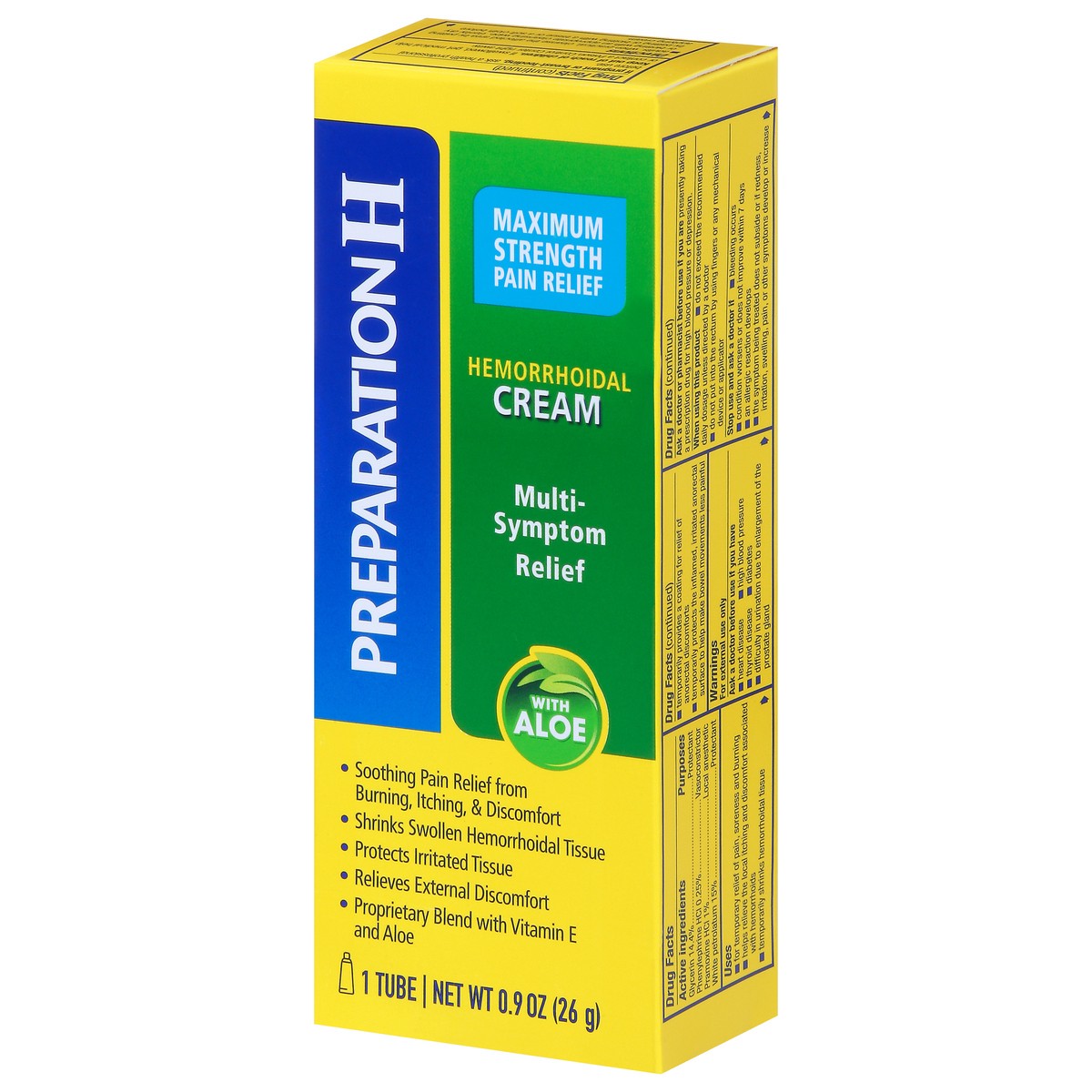 slide 9 of 9, Preparation H Maximum Strength Pain Relief Hemorrhoidal Cream with Aloe 1 ea, 1 ct