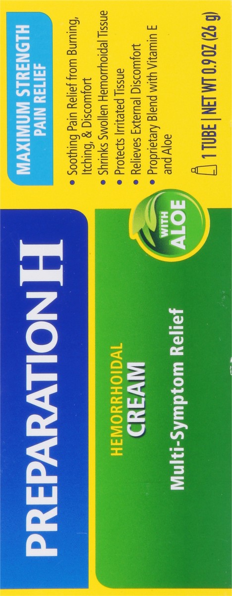 slide 5 of 9, Preparation H Maximum Strength Pain Relief Hemorrhoidal Cream with Aloe 1 ea, 1 ct