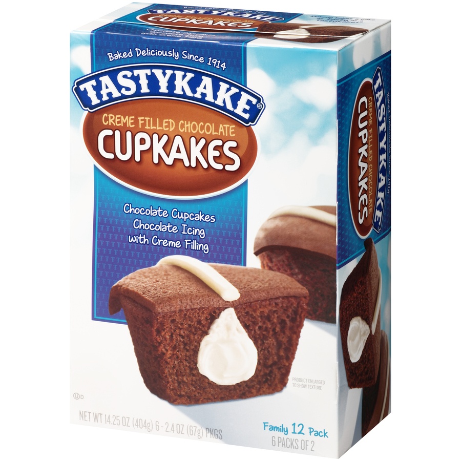 slide 4 of 8, Tastykake Cream Filled Chocolate Cupcakes, 12 ct