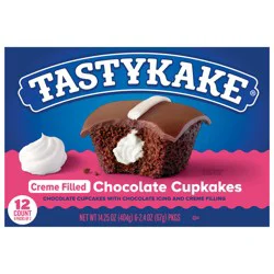 Tastykake Family 12 Pack Creme Filled Chocolate Cupkakes 6 - 2.4 oz Packs