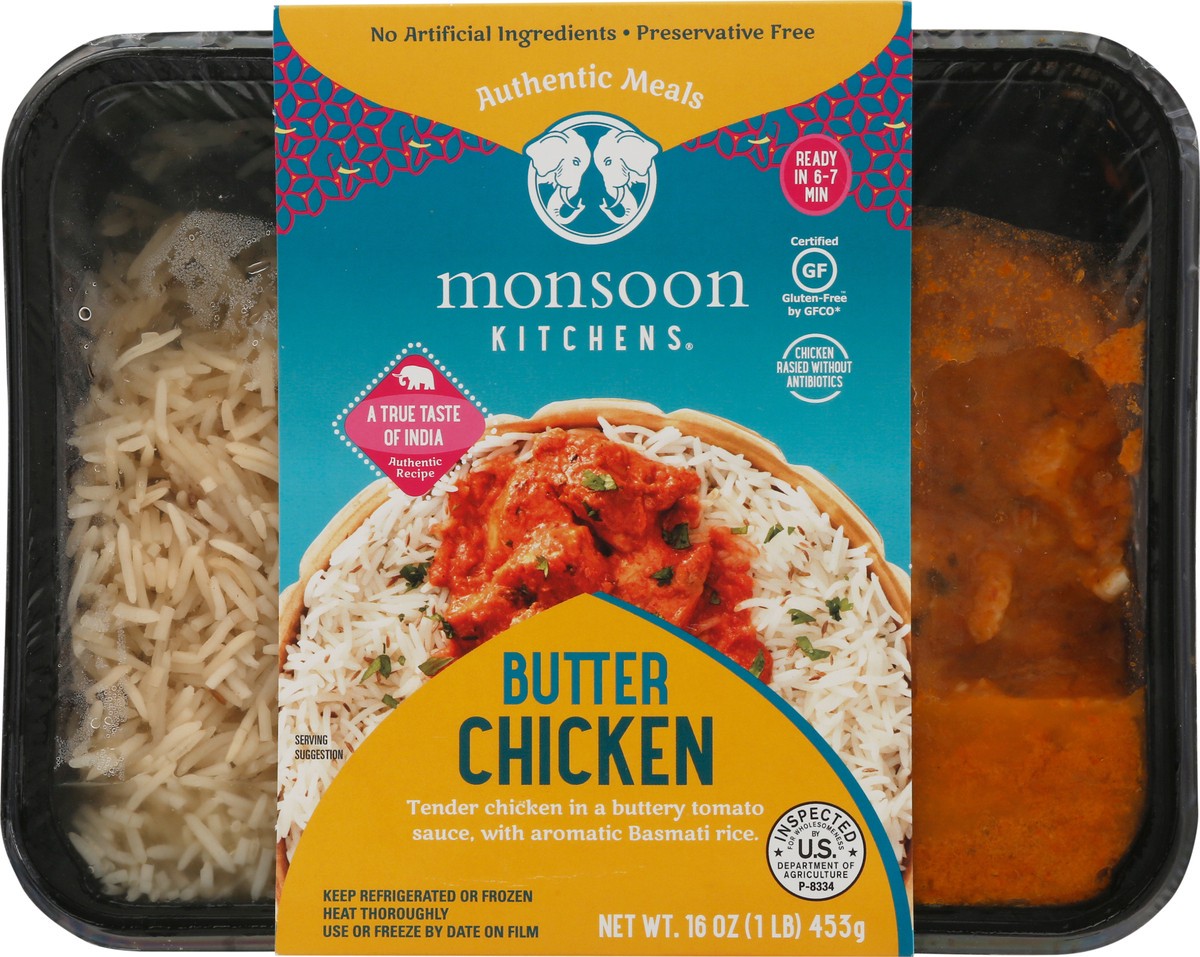 slide 1 of 9, Monsoon Kitchens Butter Chicken, 16 oz