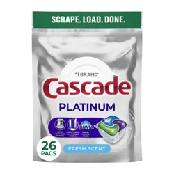 Cascade Platinum Dishwasher Pods, Dishwasher Detergent, Dish Detergent Soap, Fresh, 26 Count