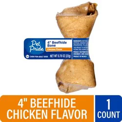 Pet Pride 4 Inch Beefhide Bone Chew Chicken Flavored Adult Dog Treat, 1 ct / 0.78 oz