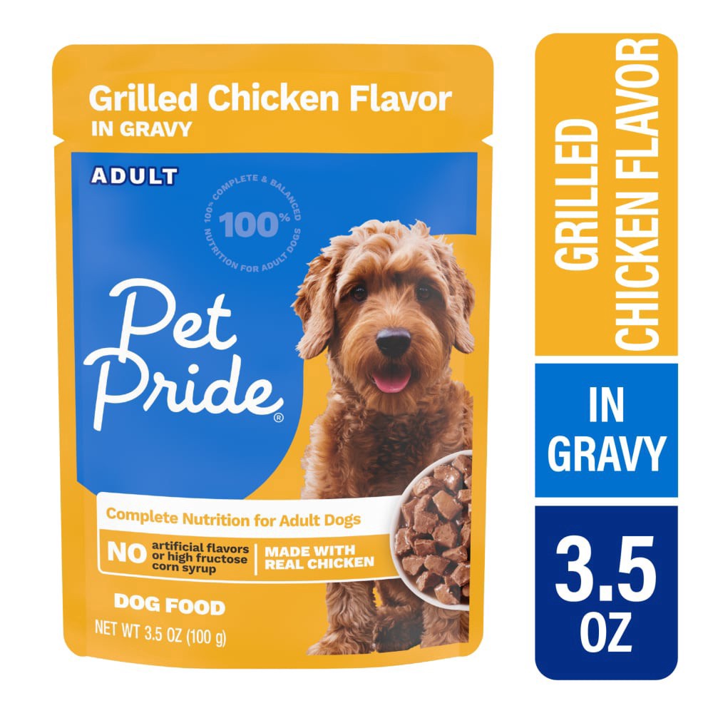 slide 2 of 4, Pet Pride Grilled Chicken Pouch Wet Dog Food, 3.5 oz