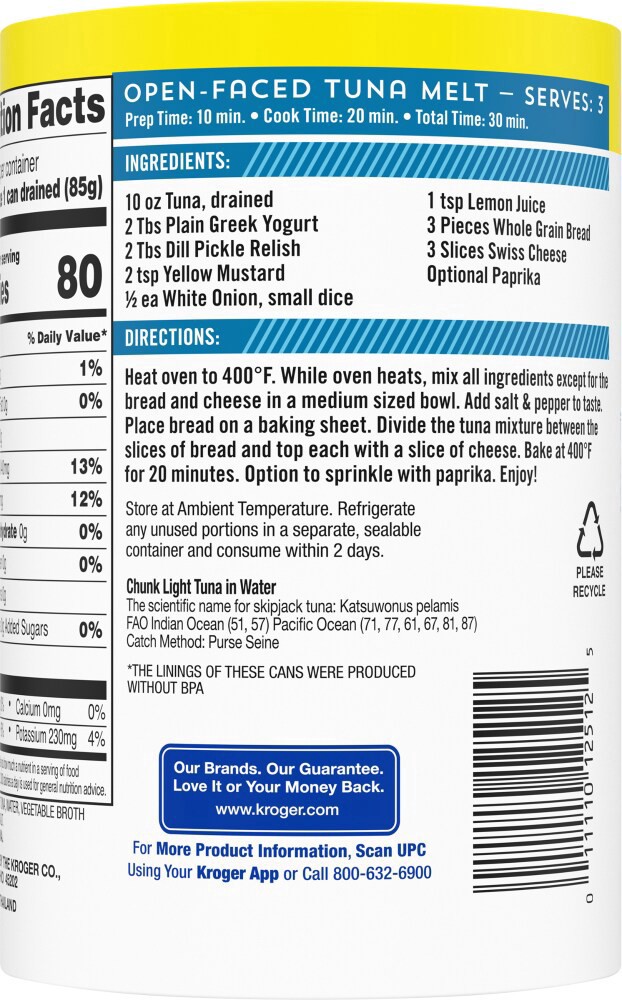 slide 4 of 4, Kroger Chunk Light Tuna In Water, 4 ct