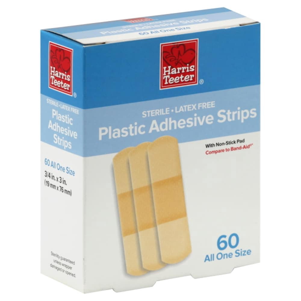 slide 1 of 1, Harris Teeter Adhesive Band Aid Strips, 60 ct