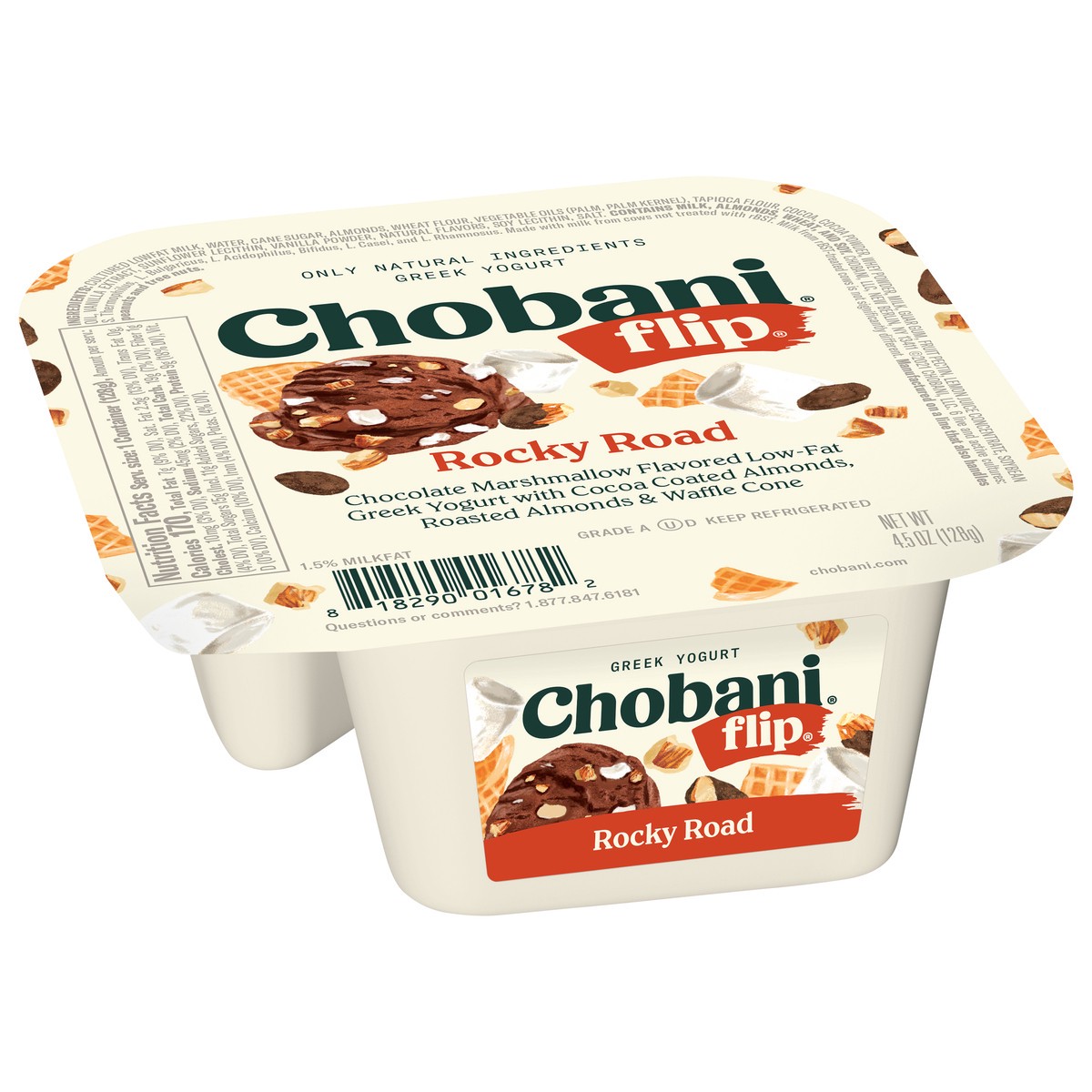 slide 2 of 9, Chobani Flip Greek Rocky Road Yogurt 4.5 oz, 5.3 oz