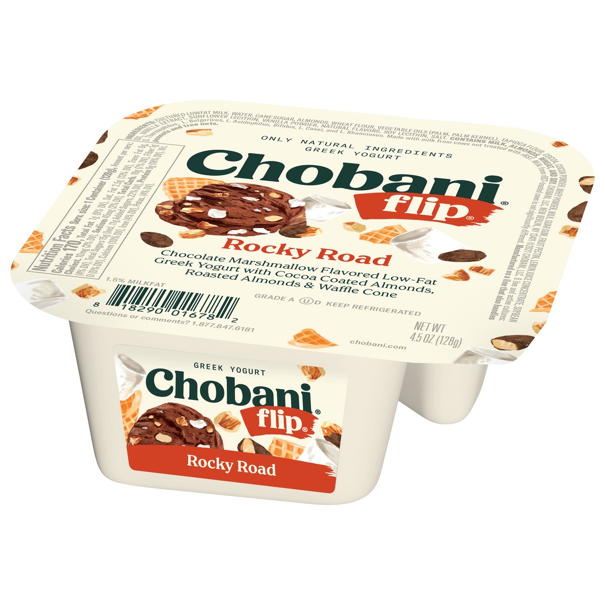 slide 3 of 9, Chobani Flip Greek Rocky Road Yogurt 4.5 oz, 5.3 oz