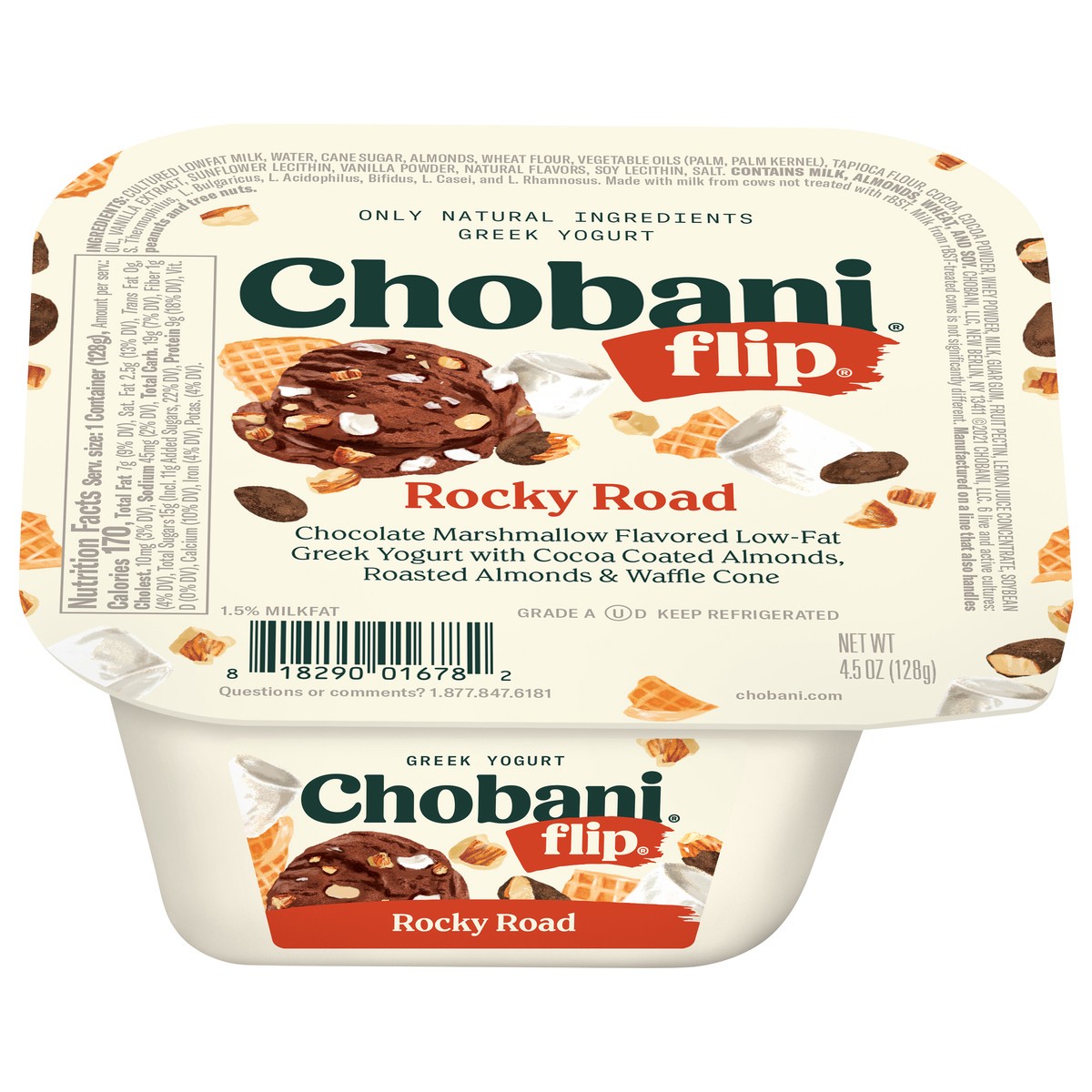 slide 1 of 9, Chobani Flip Greek Rocky Road Yogurt 4.5 oz, 5.3 oz