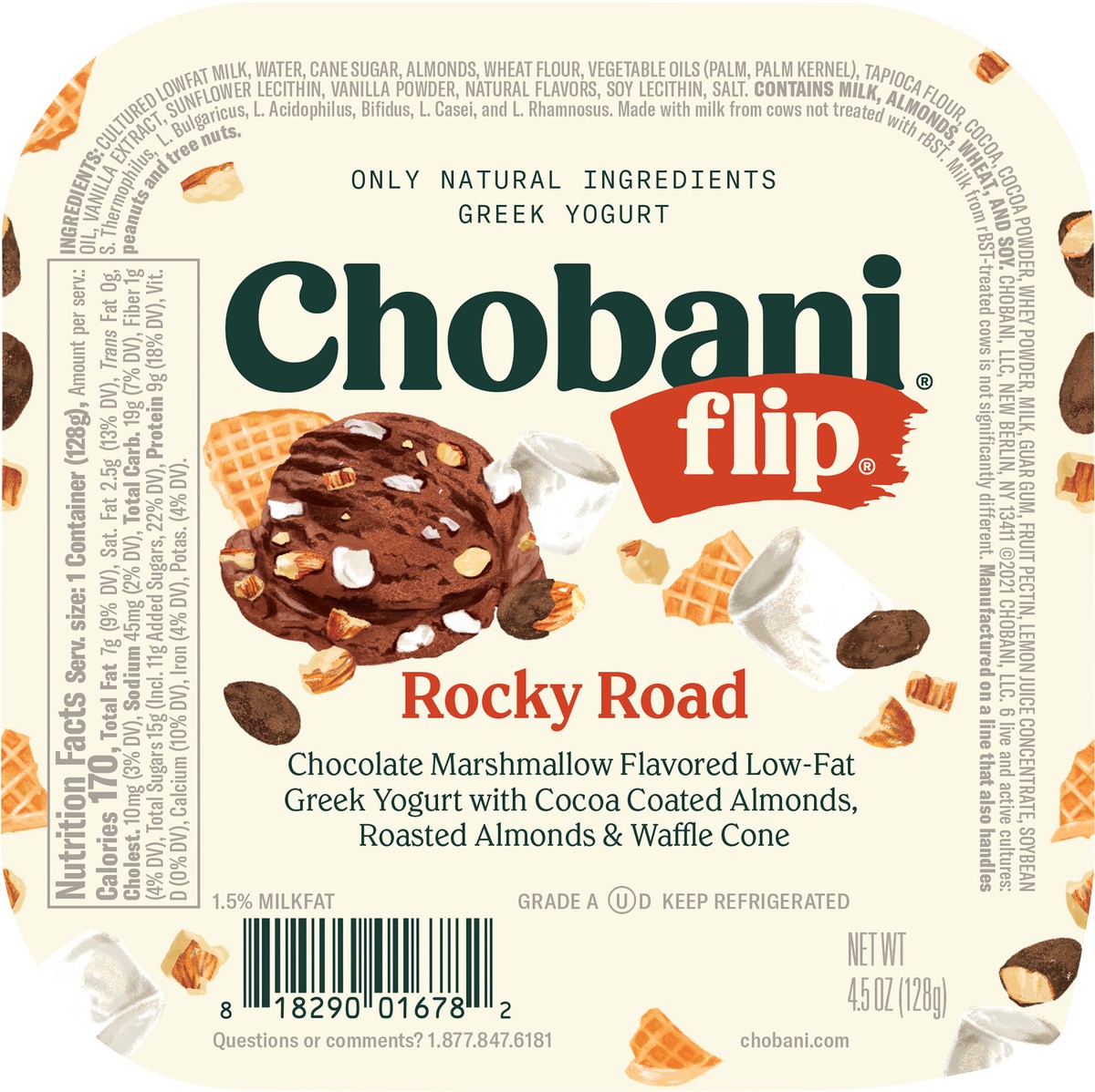 slide 9 of 9, Chobani Flip Greek Rocky Road Yogurt 4.5 oz, 5.3 oz