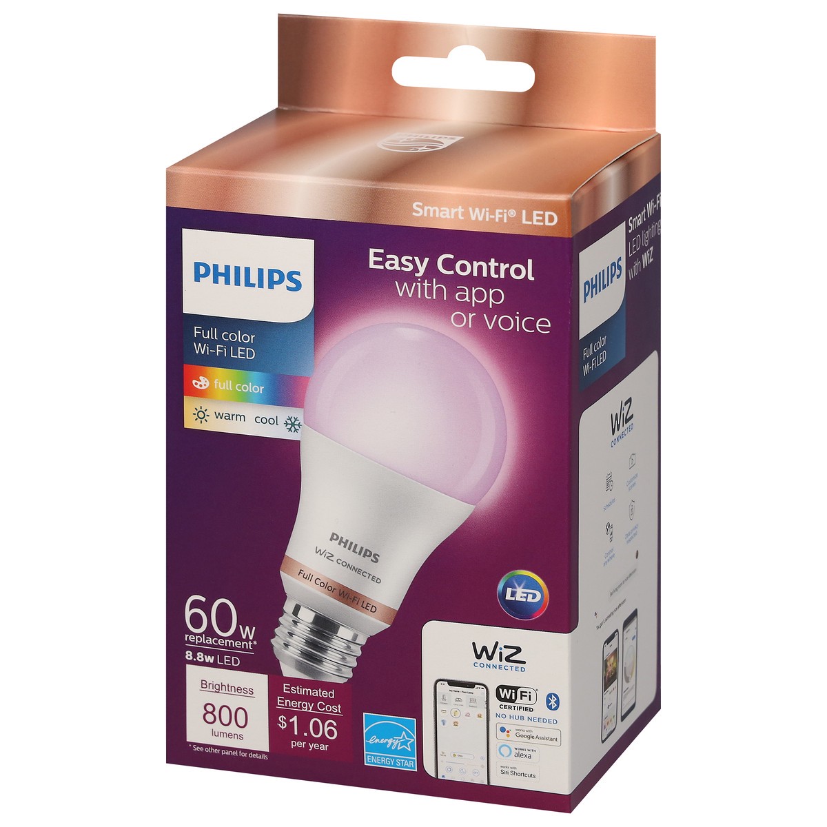 slide 4 of 9, Philips 8.8 Watt Smart LED A19 Bulb 1 Each, 1 ct