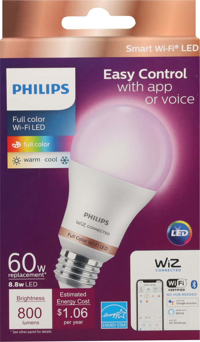 slide 5 of 9, Philips 8.8 Watt Smart LED A19 Bulb 1 Each, 1 ct