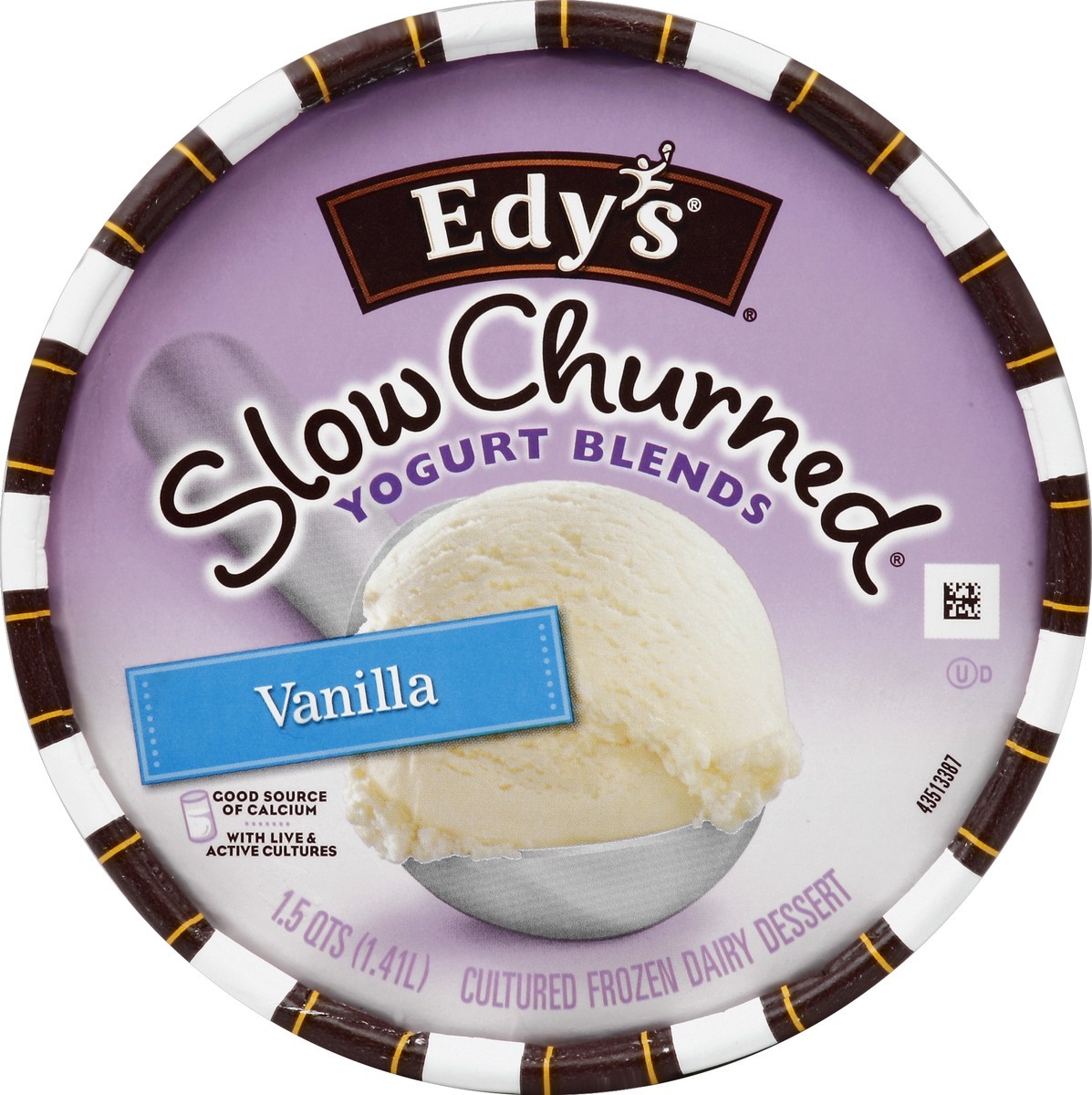 slide 3 of 3, Dreyer's Slow Churned Yogurt Blends Cultured Vanilla Frozen Dairy Dessert, 1.5 qt