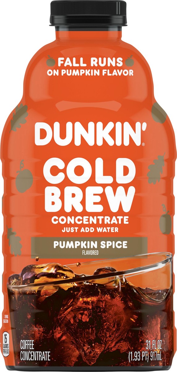 slide 4 of 8, Dunkin'' Pumpkin Spice Flavored Cold Brew Coffee Concentrate- 31 fl oz, 31 fl oz