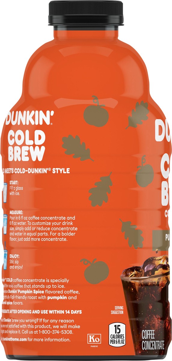 slide 2 of 8, Dunkin'' Pumpkin Spice Flavored Cold Brew Coffee Concentrate- 31 fl oz, 31 fl oz