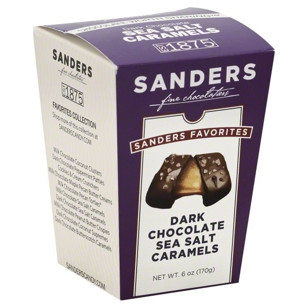 slide 1 of 1, Sanders Sea Salt Dark Chocolate Caramels, 6 oz