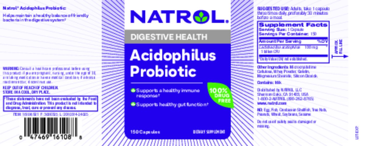 slide 5 of 8, Natrol Acidophilus Probiotic 100mg with 1 Billion Live Cultures per Capsule, Digestive Health, 150ct, 150 ct