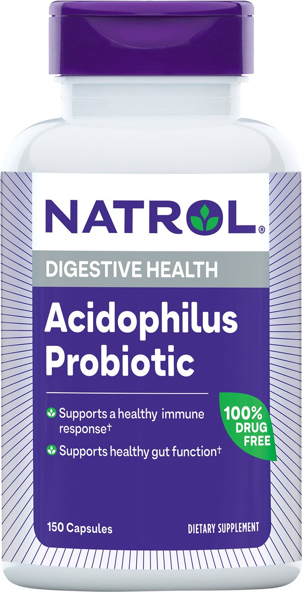 slide 2 of 8, Natrol Acidophilus Probiotic 100mg with 1 Billion Live Cultures per Capsule, Digestive Health, 150ct, 150 ct