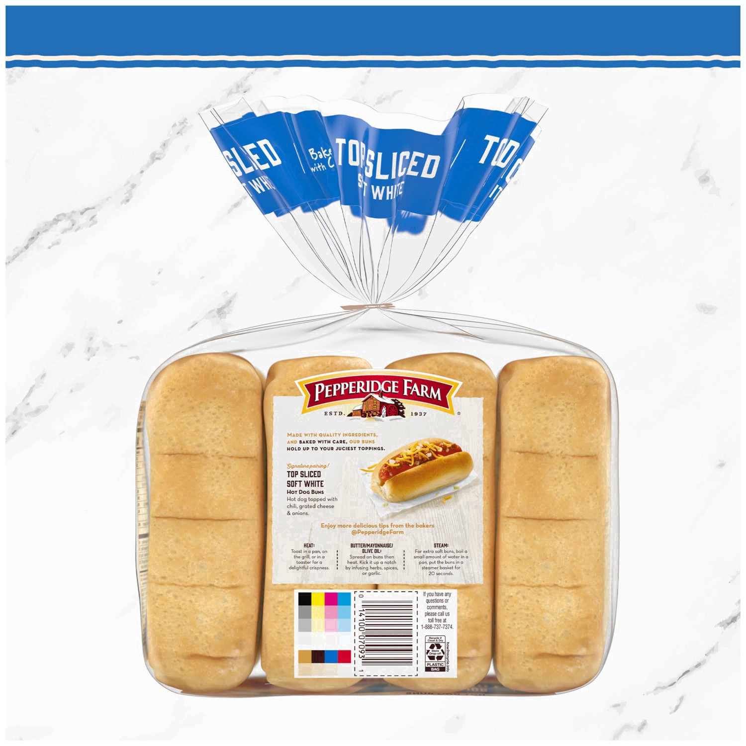 slide 103 of 127, Pepperidge Farm White Hot Dog Buns, Top Sliced, 8-Pack Bag, 14 oz