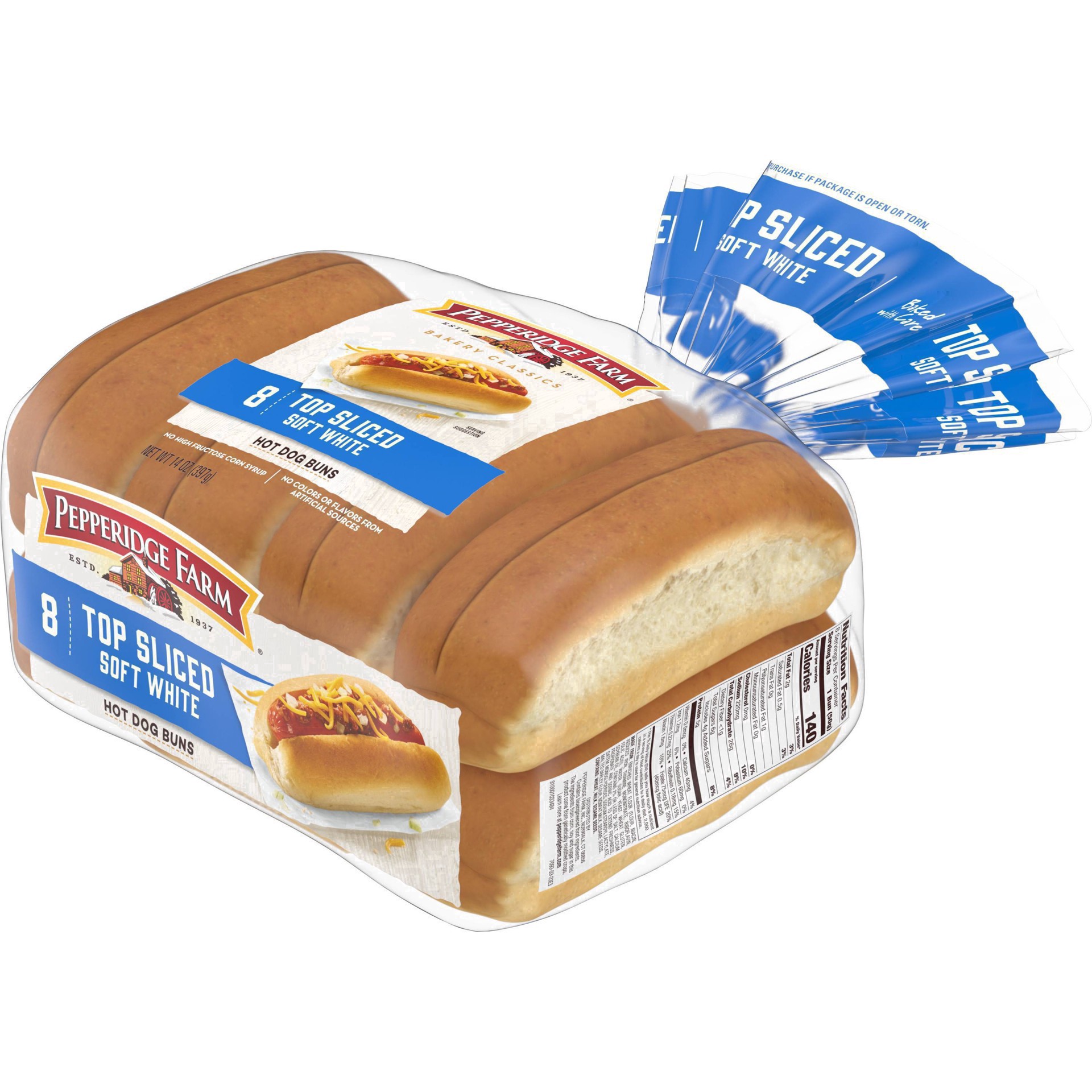 slide 53 of 127, Pepperidge Farm White Hot Dog Buns, Top Sliced, 8-Pack Bag, 14 oz